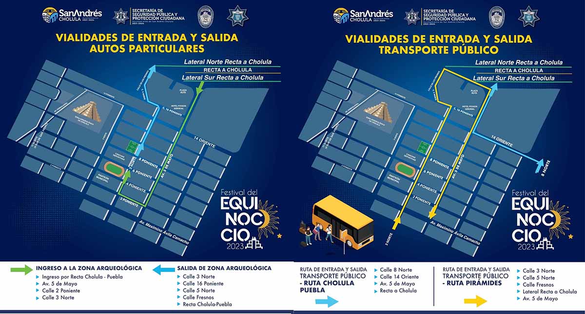 Anuncia Ayuntamiento de San Andrés Cholula dispositivo de vialidad en el marco del “Festival del Equinoccio 2023″