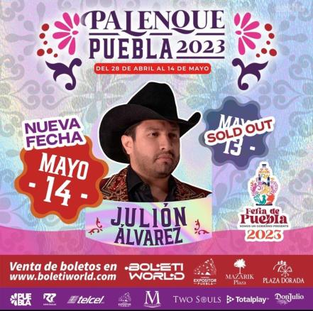 Julión Álvarez anuncia segunda fecha en el Palenque de Puebla 2023