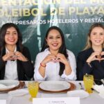 Presenta Tonantzin Fernández el Mundial de Voleibol de Playa Sub 21 a restauranteros y hoteleros de San Pedro Cholula