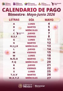 Estas son las nuevas fechas para el depósito de la Pensión Bienestar Mayo 2026