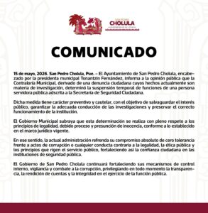 Gobierno de San Pedro Cholula informa