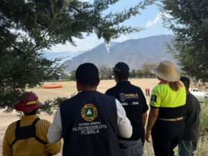 Por aire y por tierra órdenes de gobierno combaten incendio forestal en Zautla