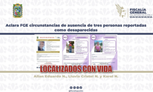 Fiscalía aclara ausencia de tres personas reportadas como desaparecidas