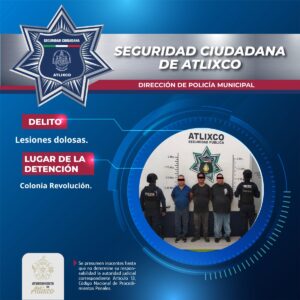 Interviene policía de atlixco en riña y asegura a tres personas