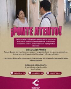 Gobierno de Tecamachalco llama a prevenir fraudes relacionados con programas sociales