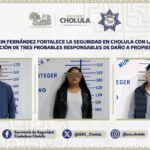 Tonantzin Fernández fortalece la seguridad en Cholula con la puesta a disposición de tres probables responsables de daño a propiedad ajena