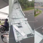 A tan solo unos días de la inauguración del Mundial se desprende techumbre metálica de puente en el AICM