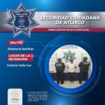 Policía de Atlixco detiene a sujeto por violencia