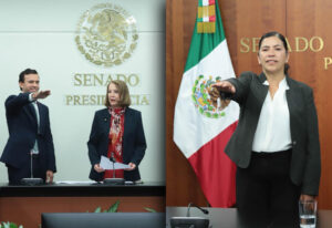 Rinden protesta Gabriel Elizondo y Eréndira Olimpia Cova, como senadores